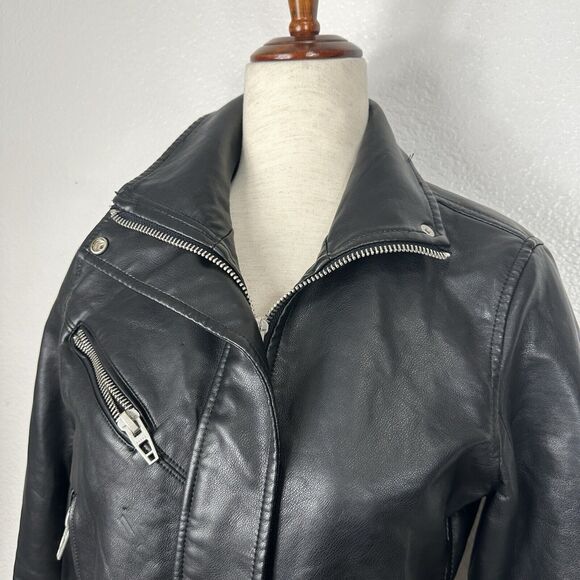 Blank NYC Jacket Women Small Black Vegan Leather Moto Cropped Biker Rock Edgy - Picture 4 of 12